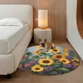 thumbnail image 2 of Sunflower Round Area Rug 3.3Ft Washable Circle Rugs for Dining Room Table, Modern Oil Painting Summer Botanical Floral Non-Slip Carpet Floor Mats Indoor Outdoor Carpet Runner Aesthetic Home Decor, 2 of 8