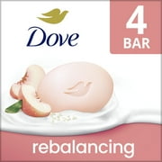 Dove Beauty Bar Womens Bath Soap Rebalancing White Peach & Rice Milk, 3.75 oz 4 Bars