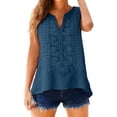 thumbnail image 3 of Womens Tank Tops 2026 Summer V Neck Sleeveless Cotton Linen Shirts Loose Fit Lace Boho Blouse Clothes Embroidered Eyelet Dressy Casual Blouses Beach Vacation Clothes Mint Green M, 3 of 6