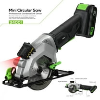 Mini Circular Saw, DC20V 4-1/2" Cordless Circular Saw with 2.0Ah battery, Laser Guide, Rip Guide, 2 Pcs Blades(24T 60T), 3400RPM, Max Cutting Depth 1-11/16"(90°), 1-1/8"(45°)