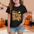 thumbnail image 2 of CAUYDY Kids Girls Halloween T-Shirts Tee, Short Sleeve Cute Pumpkin Ghost Daisy Print Crew Neck Fall Casual Tops for Kids Sizes 9-10 Years, 2 of 5