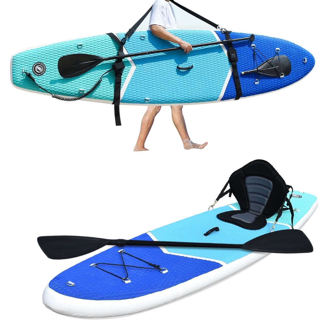 KEIVVAKN 11FT All Round Youth Long Inflatable Paddle Board 11’'x33 x6 Hardshell Blow UP Paddle Boards for Adults 11FT Wide Inflatable SUP Inflatable Stand Up Paddle Board for Women Aqua/Shark Blue 