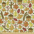 thumbnail image 2 of Ambesonne Autumn Fabric by the Yard Upholstery, Fall Forest Cartoon Leaves, 5 Yards, Mustard Apricot and Brown, 2 of 5