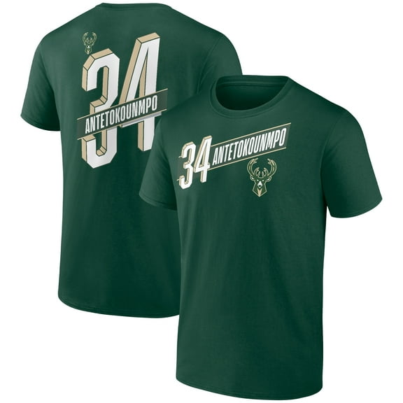 Men's Giannis Antetokounmpo Green Milwaukee Bucks Full-Court Press Name & Number T-Shirt