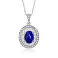 thumbnail image 3 of RYLOS Matching Jewelry Set Sterling Silver Princess Diana Inspired Ring & Pendant Necklace. Gemstone & Diamonds, 8X6MM Lapis September Birthstone; Size 7, 3 of 7