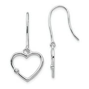 Sterling Silver White Ice Diamond Heart Earrings 31x15 mm (0.02 cttw, I1-I3 Clarity, I-J Color)
