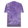 thumbnail image 5 of HAPIMO Women's Loose Tops Dressy Tunic Trendy Short Sleeve Tees V Neck Blouses Casual Workout Pleated Shirts Lace Crochet Splicing Floral Pullovers Summer Clearance Purple XL, 5 of 5