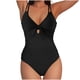 thumbnail image 1 of Traje de Baño de Cintura Alta Nudo de Corte de la Mujer con Cuello en V Traje de Baño de Dos Piezas de Verano, Traje de Baño de Cuello Alto, 1 of 9