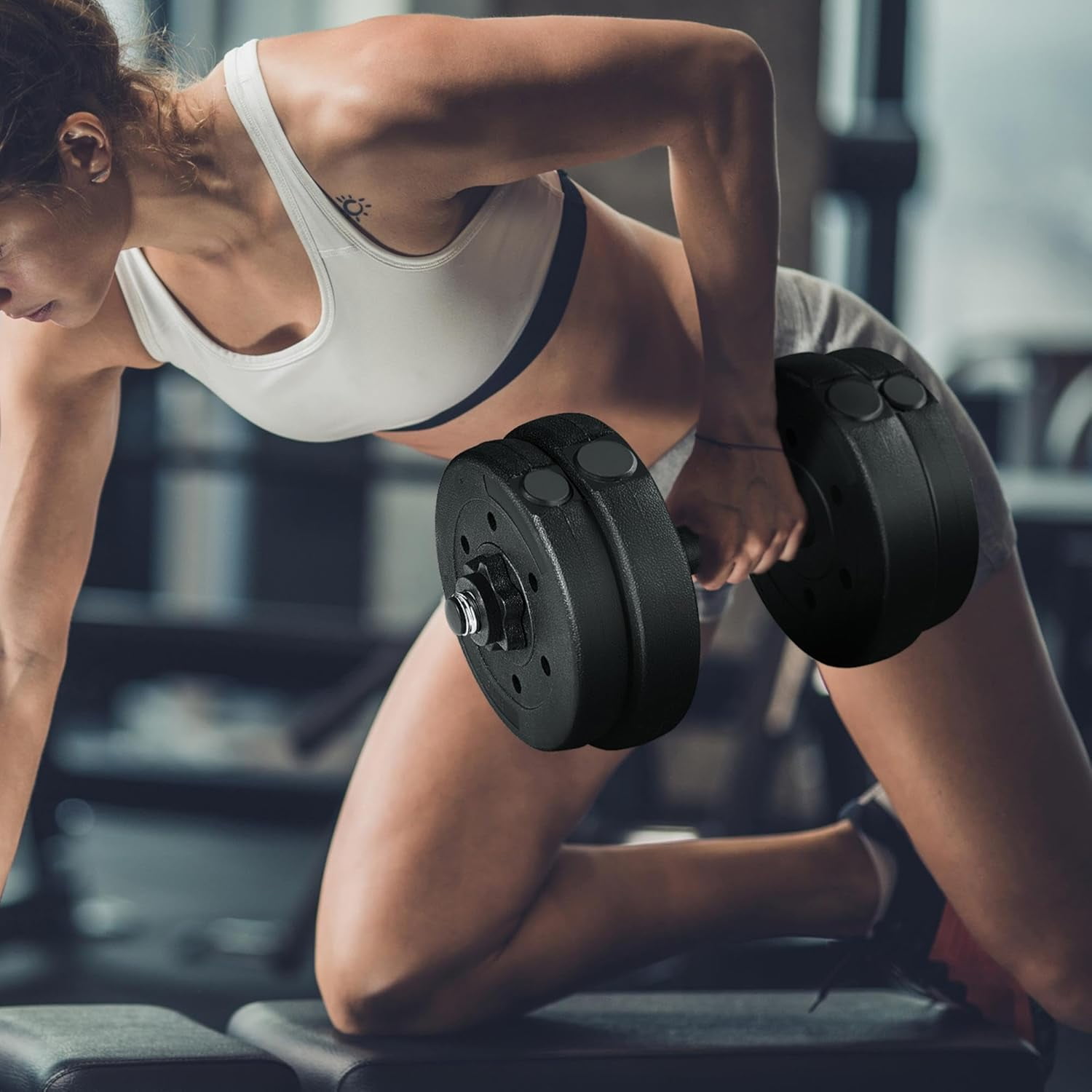 Librala Adjustable Dumbbells Weight Set Dumbbell Weights Exercise & Fitness Equipment w/ 4 Spinlock Collars for Women & Men Home Gym Strength Training 33 pounds