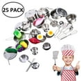 thumbnail image 1 of 25Pc Kitchen Cooking Utensils Pots Pans Accessories Kids Play Children Toys, 1 of 9