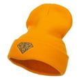 thumbnail image 2 of Grey Diamond Embroidered Cuffed Long Beanie - Yellow OSFM, 2 of 5