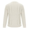thumbnail image 4 of successthop Cable Knit Sweaters Men Plus Size Long Sleeve Chunky Crewneck Knitwear Ribbed Cuff Solid Warm Tops Beige 3XL, 4 of 6