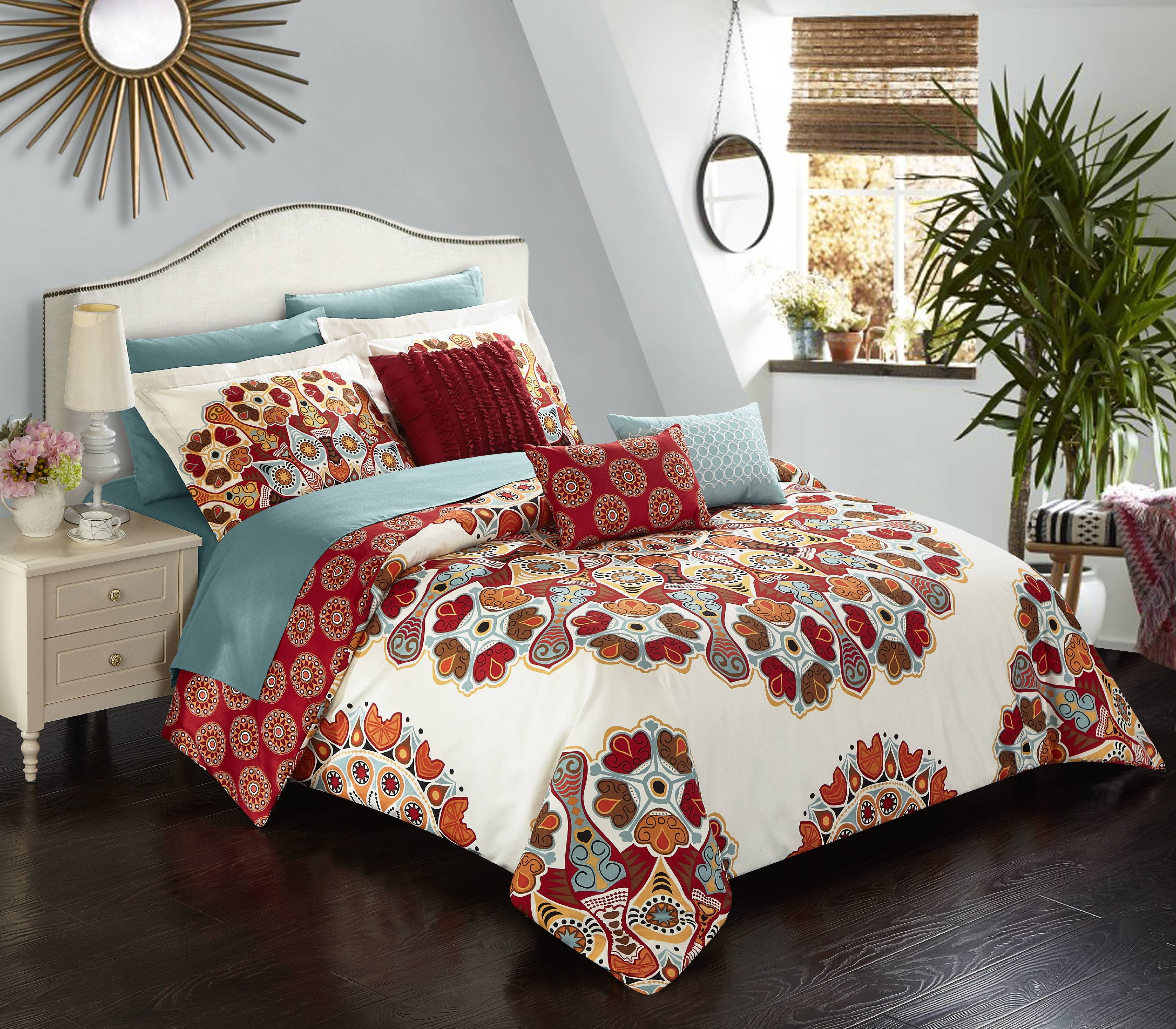 Chic Home Salisbury 10 Piece Reversible, Paisley Bedding King Size