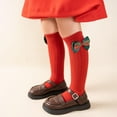 thumbnail image 2 of Wyobmus Baby Girl Christmas Cotton Knee High Socks Xmas Bow Stockings Ruffle Frilly Socks Toddler Little Girls Non Slip Sock G-Red*, 2 of 3