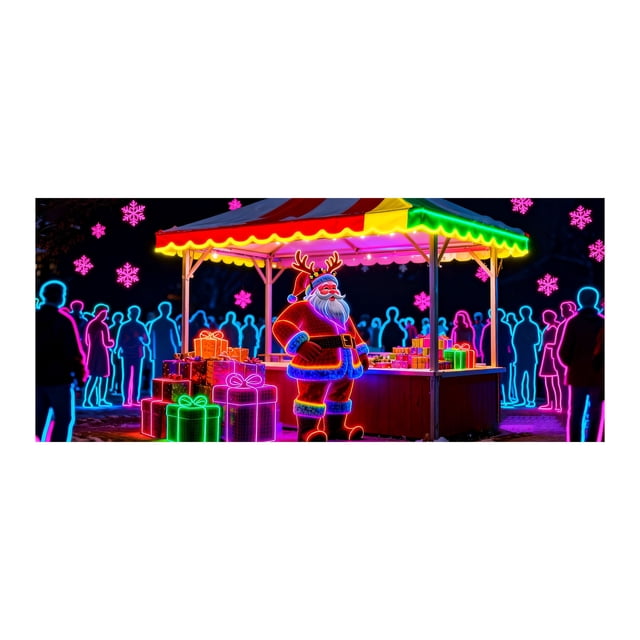 Pancarta luminosa para puerta de garaje activada 2D plana para fiestas Navidades Papá Noel y patrones para fiestas en interiores y exteriores
