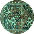 thumbnail image 1 of Ahgly Company Indoor Round Persian Turquoise Blue Traditional Area Rugs, 7' Round, 1 of 4