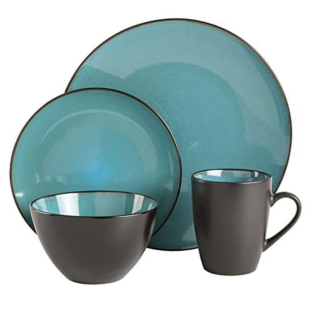 Gibson Soho Lounge Round 16-Piece Dinnerware Set - Teal