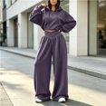 thumbnail image 7 of Szluipve 2 Piece Sets for Women 2 Piece Tracksuit V‑Neck Drawstring Hoodie Top High Waist Pleated Wide Leg Pants Set Casual Loose Matching Loungewear Outfit With Pockets Dark Gray M, 7 of 7
