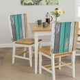 thumbnail image 5 of Coastal Style Chair Back Covers Set of 6, Vintage Green Brown Stripe Wood Grain Stretch Dining Chair Back Slipcovers Removable Seat Cover for Kitchen Restaurant Hotel Cafe, 5 of 9
