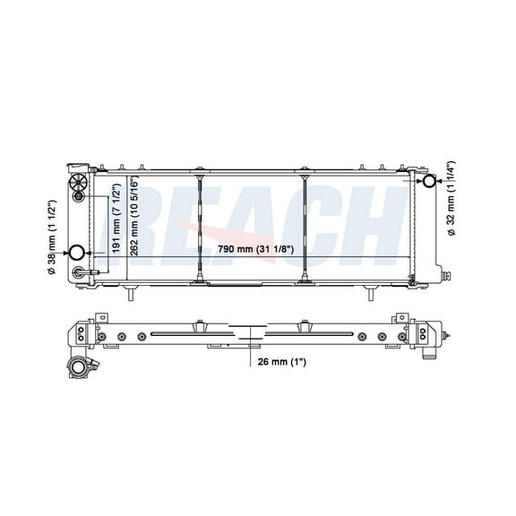 REACH 41-1193 Radiator for Jeep: Cherokee 1991-2001; Comanche 1991-1992