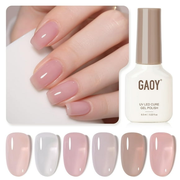 Set de esmaltes de uñas en gel GAOY Jelly Nude Milky White 6 colores