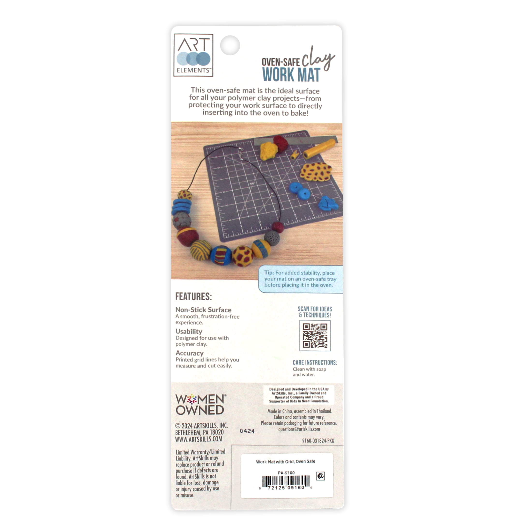 ArtSkills - Art Elements Polymer Clay Silicone Baking Mat - Oven Safe Non-Stick Work Mat for Clay with Measuring Grid