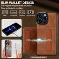 thumbnail image 6 of Allytechgroup Case for iPhone 14 Pro, [Compatible with Magsafe] RFID Blocking 2 in 1 Detachable Magnetic Wallet Case with Kickstand/Card Slots/Cash Pockets/Faux Leather & Soft TPU Bumper Cover, Brown, 6 of 11