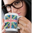 thumbnail image 2 of 3drose, Blue Mosaic Union Jack English Flag - Great Britain United Kingdom England Patriotic Design, 11oz Mug, 2 of 6