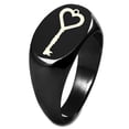 thumbnail image 1 of Sterling Silver Key to My Heart Engraved Oval Flat Top Polished Ring, 1 of 1