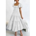 thumbnail image 2 of Vestido PRETTYGARDEN Midi con Mangas Abullonadas y Escote Cuadrado Blanco Talla L, 2 of 8