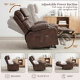 thumbnail image 3 of Felizpace Oversized Power Lift Recliner Chairs for Elderly with Heat and Massage, Dual Motor Infinite Position Recliner, Headrest Adjustment & Hidden Storage, Breathable Leather, Saddle Brown, 3 of 9