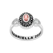 Order Now for 2025 Graduation, Freestyle Women's Sterling Silver Classic Oval Stone & CZ Heart Class Ring, Personalized, High School or College