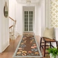 thumbnail image 2 of Hasoo Runner Rug 2x6 Non-Slip Washable Low Pile Scalloped Floral Print for Kitchen Indoor Brown, 2 of 5