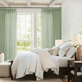thumbnail image 2 of Sage Green Patio Sliding Door Curtains 100 Width 102 Inches Long Pinch Pleated Curtain Drape with Hooks Rings Light Filtering Semi Sheer Farmhouse Extra Wide 100x102 Curtain for Living Dining Room, 2 of 17
