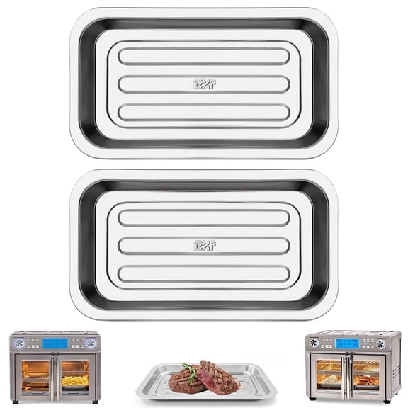 GWY Air Fryer Tray for Dual Zone 360 Air Fryer Oven 25 QT Extra Large, 11.5''×6.7'' Stainless Steel Air Fryer Accessories Grill Pan Grill Plate Crisper Plate Replacement Parts Rack 2-Piece