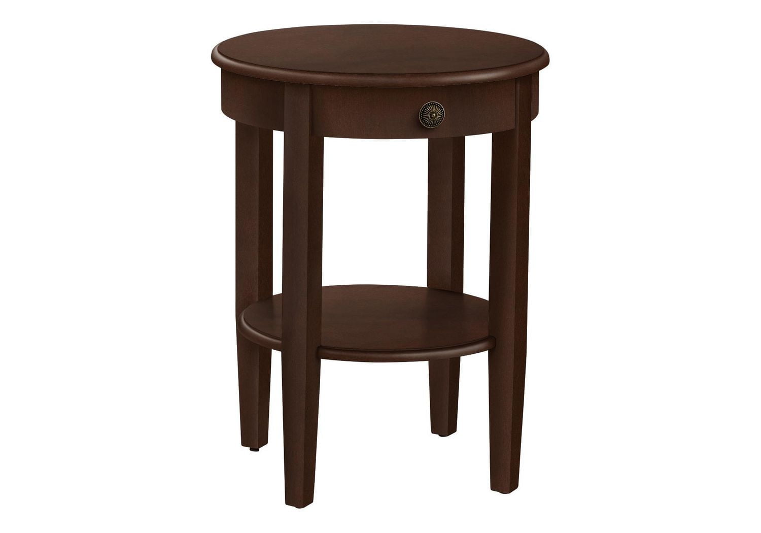 Monarch Specialties Accent Table, 2 Tier, End, Side Table, Round, Nightstand, Bedroom, Lamp, Brown Veneer, Transitional