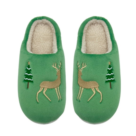 GJSYRH Girls Plush Slipper Winter Slippers Indoor Cozy Soft Warm Home Footwear For Children Casual Comfortable Non- Sole Army Green 8-9 Years