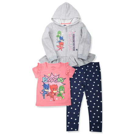 Zip Peplum Hoodie, T-shirt & Leggings, 3pc Outfit Set (Toddler Girls)