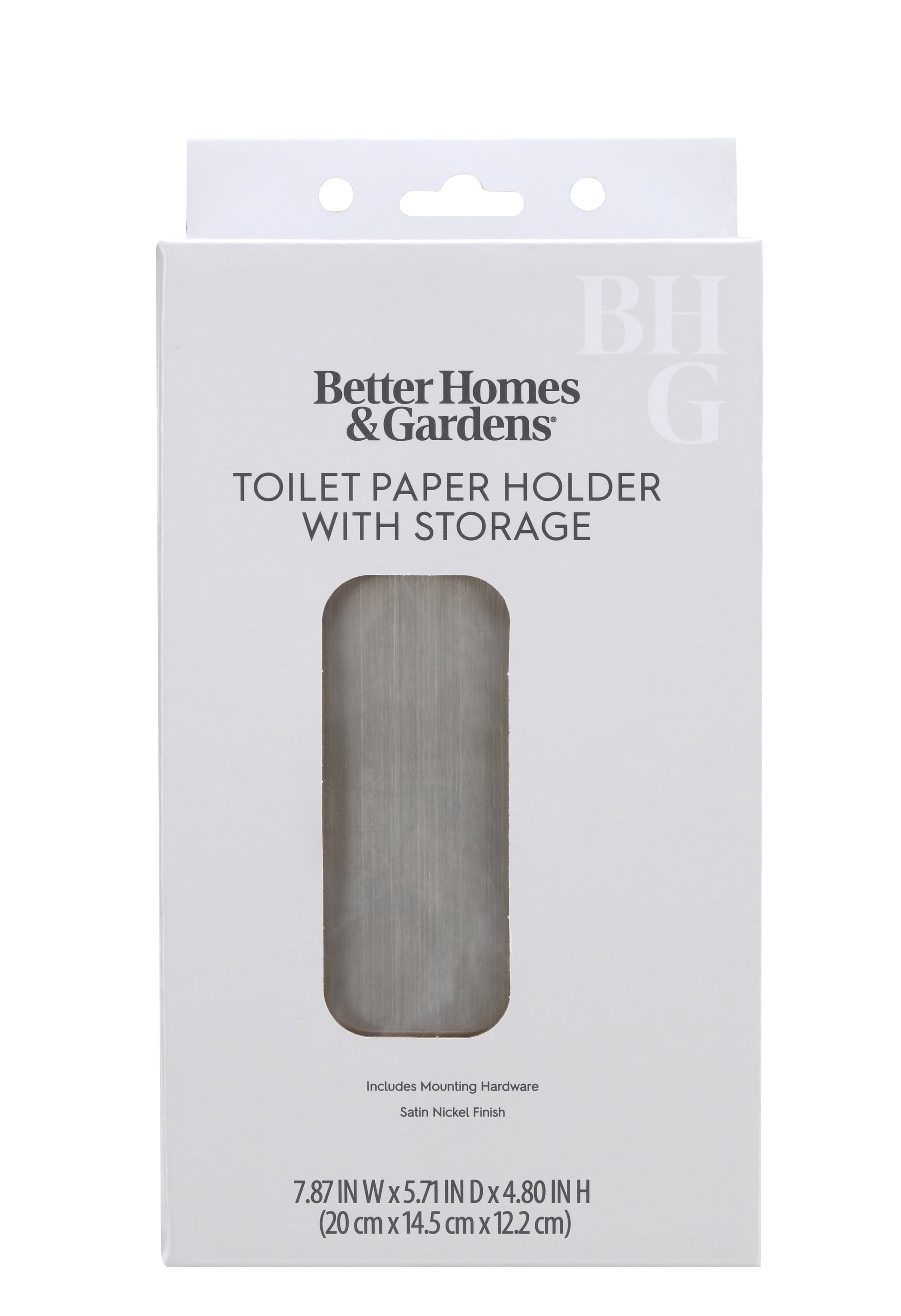 Better Homes & Gardens Toilet Paper Holder with Storage in Satin Nickel