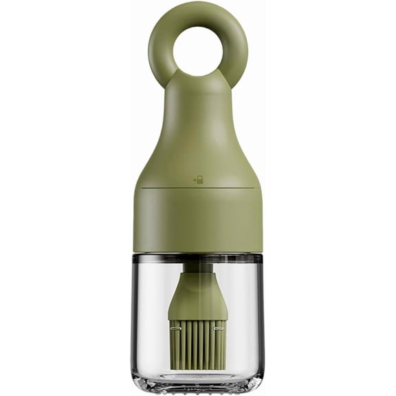 Silicone Oil Bottle With Brush, Heat Resistant Leak Proof Oil Dispenser With Basting Brush For Cooking, BBQ, Baking, Frying, Camping, Kitchen Gadget For Oil, Vinegar, Sauce (Green)