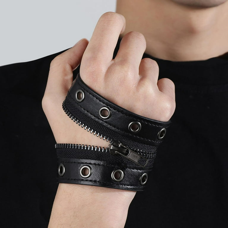 アクセサリー GINZI leather wrist band punk DIEZI Black PU Leather Cuff Wristband Bracelet Goth Gothic Punk