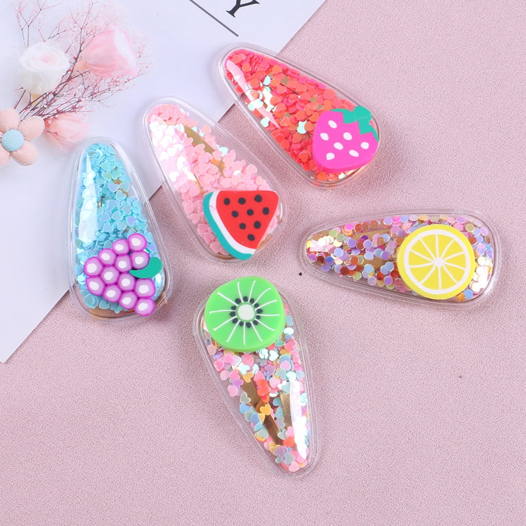 Odeerbi Toddler Hair Clips Girls Cute Hair Clips 5 PCS Fruit Hairclip Set Barrettes Hairpin Kids Infant Baby Headband Multicolor