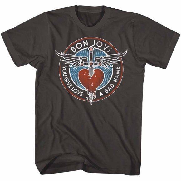 Bon Jovi Rock Band Badname Smoke Adult T-Shirt Tee