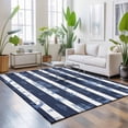 thumbnail image 3 of Area Rugs 3'x5', Nautical Striped Carpet Runner Indoor Outdoor Rugs Home Decor Aesthetic, Summer Coastal Ocean Navy Blue White Non Slip Mats Washable Accent Rug for Living Room Bedroom, 3 of 8