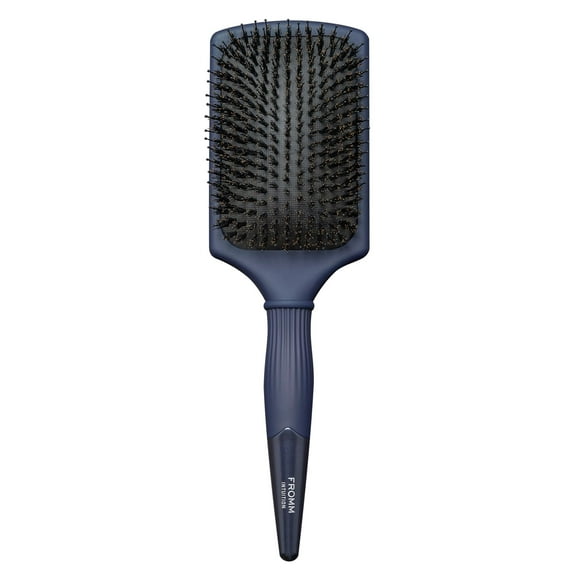 Fromm Professional Intuition Glosser Cepillo de paleta de cerdas de jabalí suave y brillante en azul Desenreda, suaviza y masajea el cuero cabelludo para distribuir aceites para un cabello brillante y