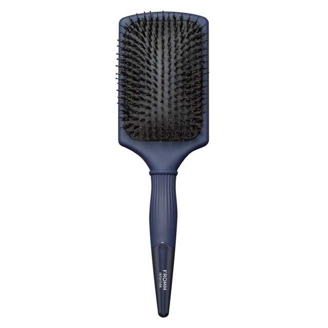 Fromm Professional Intuition Glosser Cepillo de paleta de cerdas de jabalí suave y brillante en azul Desenreda, suaviza y masajea el cuero cabelludo para distribuir aceites para un cabello brillante y