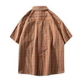 thumbnail image 3 of Men's Short Sleeve Plaid Shirts Summer Button Down Blouse Loose Teen Boys Casual Cardigan Shirts, 3 of 5