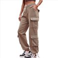 thumbnail image 3 of Pantalones Cargo para Mujer, Cintura Alta, Pierna , Holgados, Estilo Y2K, con 8 Bolsillos Caqui XXL, 3 of 7