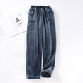 thumbnail image 5 of Hearthz Fleece Lounge Pants Women Navy Fuzzy Fleece Cozy Elastic Waist Wide Leg Sleep Pants with Pockets Fall Winter Warm Womens Pajama Bottoms, 5 of 6