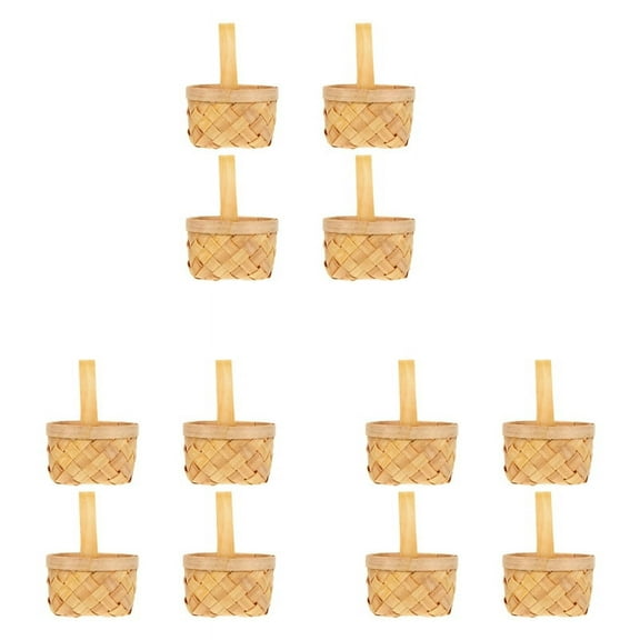 12Pcs Mini Woven Basket with Handle Wedding Flower Girl Basket Flower Candy Chocolate Gift Box Wedding Party Gift,12 x tote basket,wood color